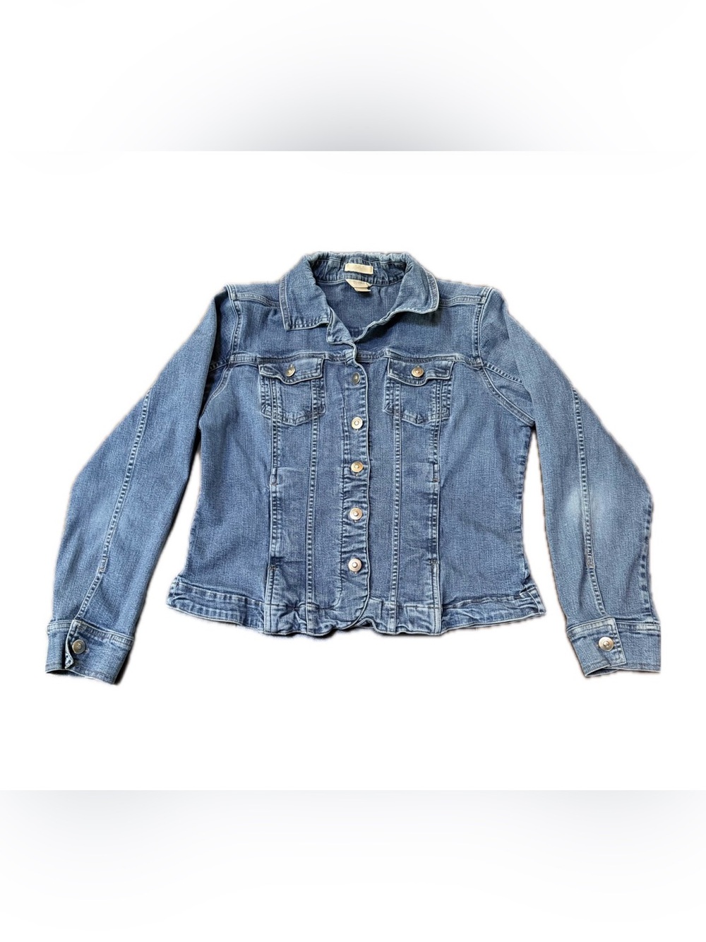 Christopher & Banks Medium Blue Denim Button-Up Jacket